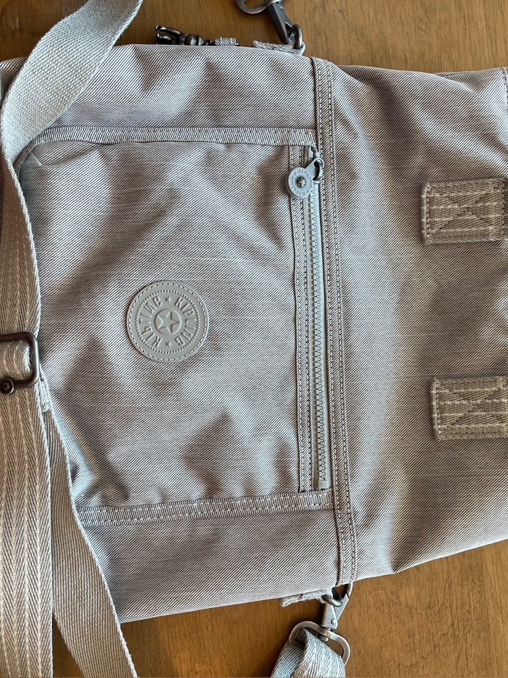 Kipling Light Gray Interior Tote with Zip Pocket